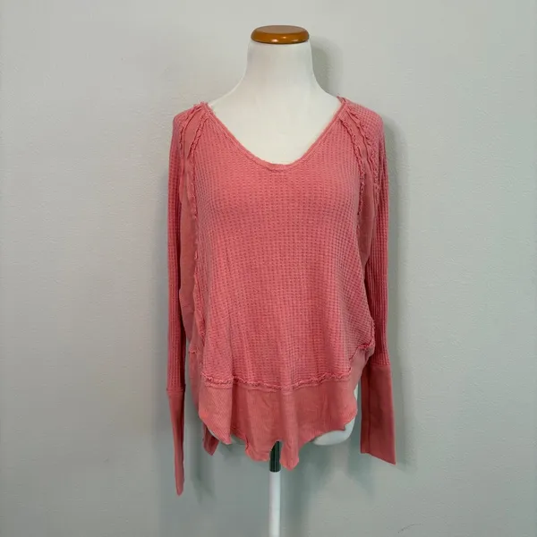 Free People -‎ We The Free Catalina Waffle Thermal Coral Pink Flowy Small - Image 2