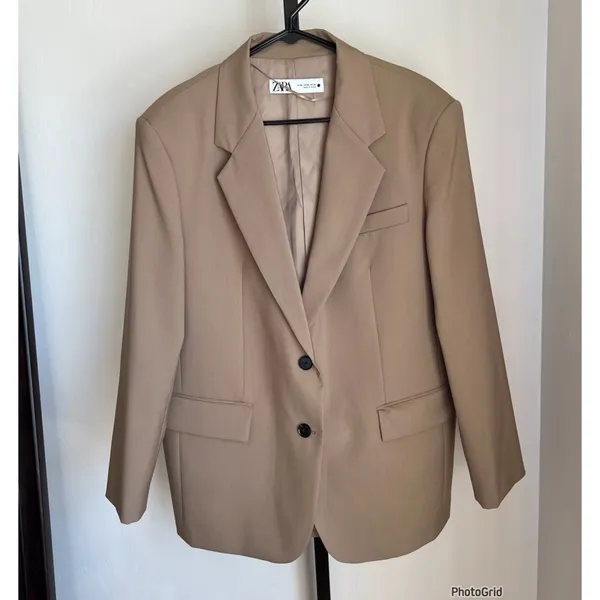 Zara Tan Blazer Pant 2 Piece Set Tan L/XL Career Professional Interview - Image 2