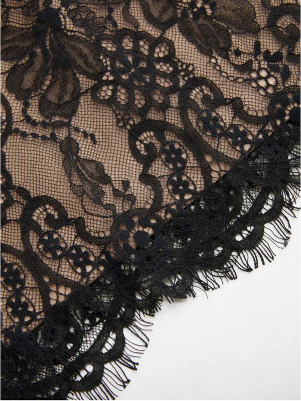 Cider Black Lace Stand Collar Long Sleeve Straight Mini Dress Size 10 - Image 10