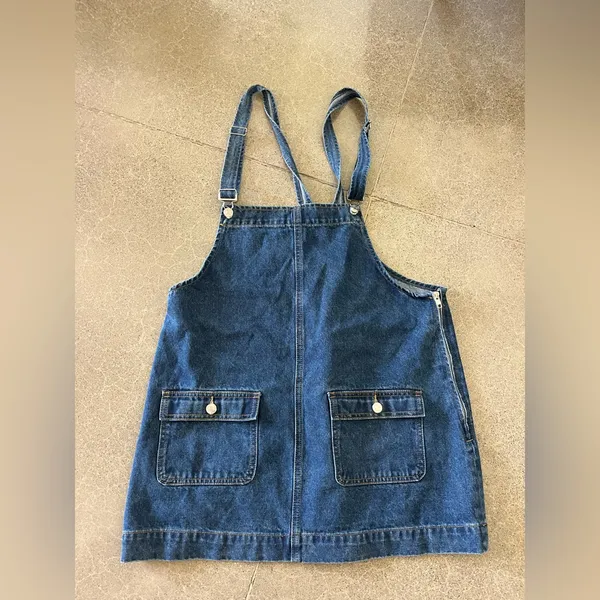 Edikted Blue Denim Overall Mini Dress - Image 2