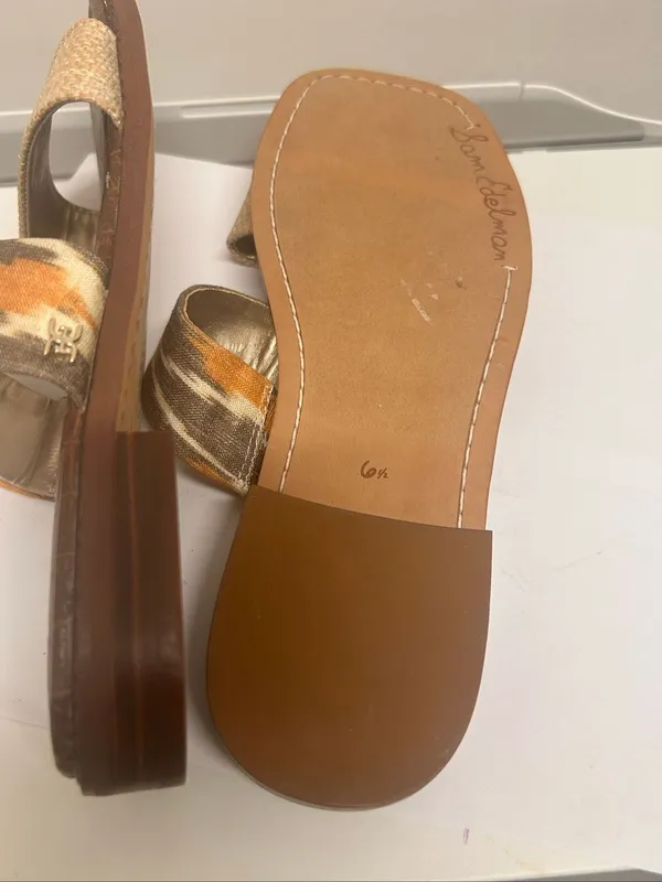 NWOB Sam Edelman Haydee Slides Boho Beige Orange 6.5 - Image 5