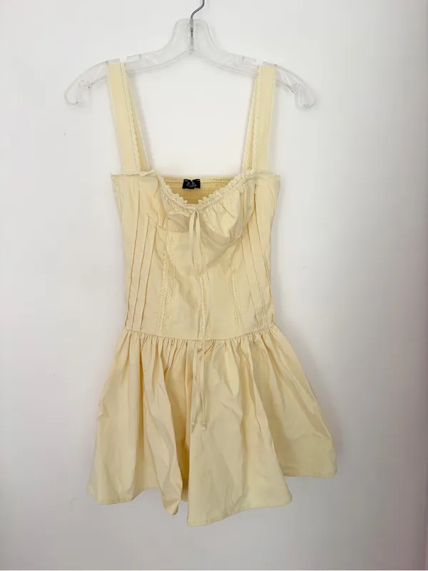 Beverly and Beck Alessia Corset Pastel Yellow Mini Dress - Image 2