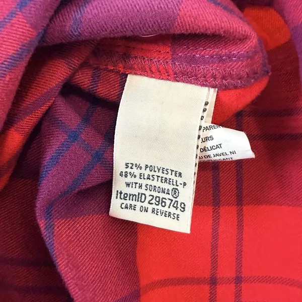 LL Bean Whisper Lodge Red Plaid Flannel Button Up Shirt Pockets MEDIUM - Image 10