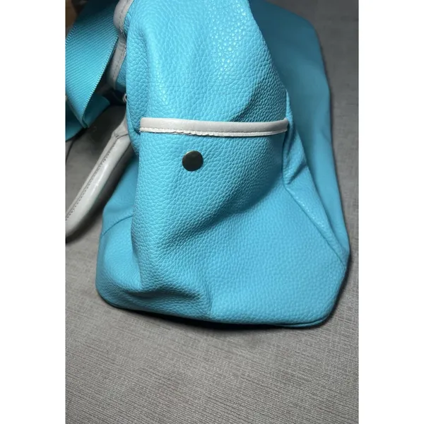 Nicole Miller Tote Bag Womens Large Turquoise PVC Shoulder Travel Zip Studded - Image 7
