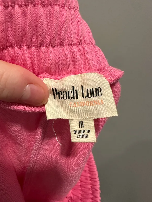 Peach Love Pearl Detail Terry Cloth Shorts Pink - Image 8