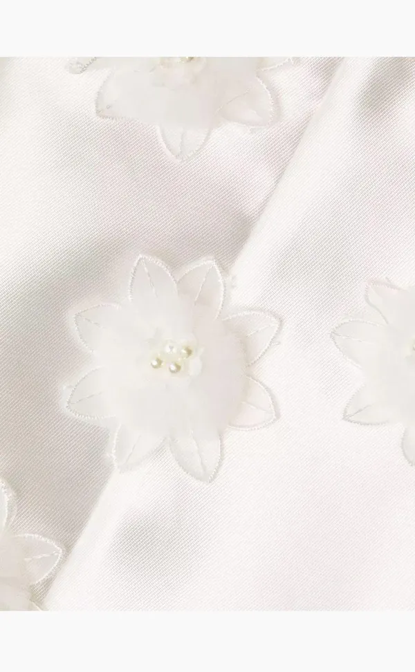 Elliatt White Satin Bridal Event Dress Floral detail - Image 4