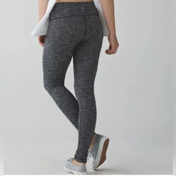 Lululemon Wunder Under Pant Coal Mini Check Pique Texture Knit Leggings Size 2 - Image 3