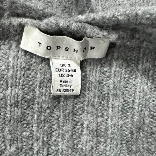 TOPSHOP Long Line Cozy Knit Oversized Cardigan Grey Women’s Small - Image 3