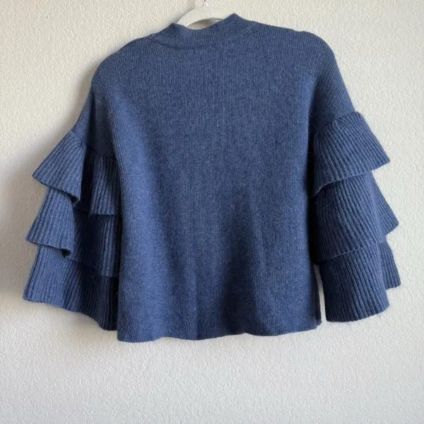 Gianni Bini Women’s Small Blue‎ Angora Blend Ruffle Tiered Bell Sleeves Sweater - Image 5