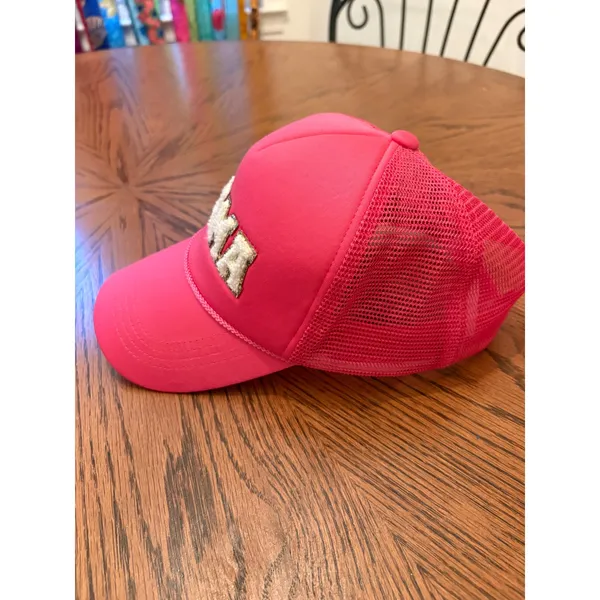 Unbranded Trucker Hat Women OS Hot Pink Mama Chenille Patch Mesh Snapback - Image 2