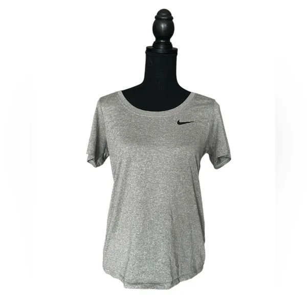Casual Comfy Stretch Nike Women's Classic Dri-fit Gray Short Sleeve Gym T-Shirt - Image 4