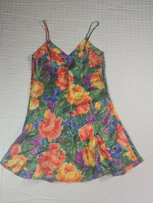 Victoria's Secret Vintage Orange Floral Satin Cami - Image 3
