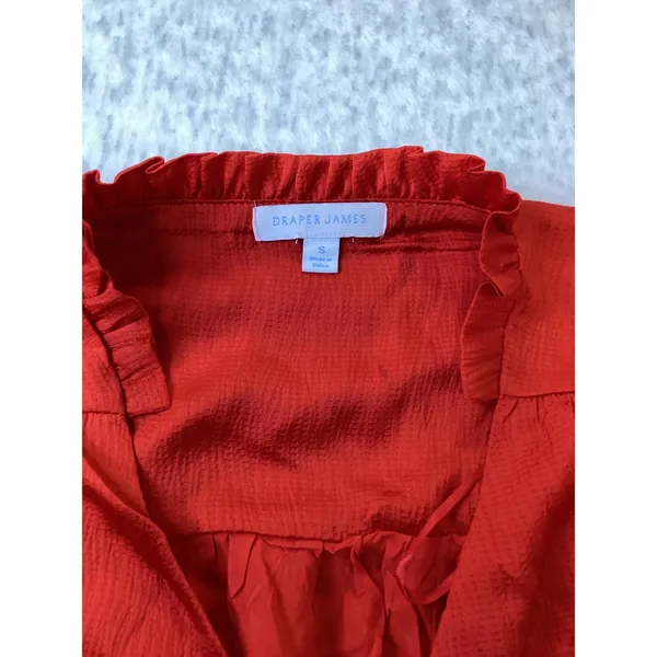 Draper James Red Wrap Dress Ruffle Neck‎ Short Sleeve Midi S S7005BBS NEW - Image 3