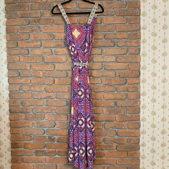 Tata Jolie‎ Floral Dress Geometric Print Hi-Low Maxi Long Vibrant Summer Boho XL - Image 5