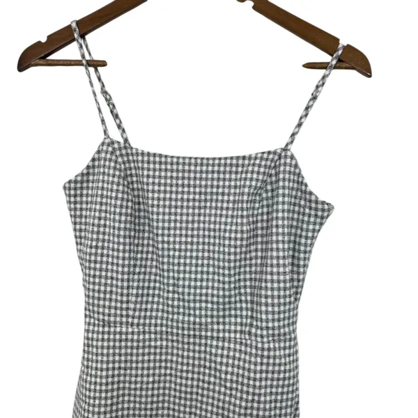 Wilfred Aritzia Size 2 Gingham Mini Dress Black White Checkered Spaghetti‎ Strap - Image 3