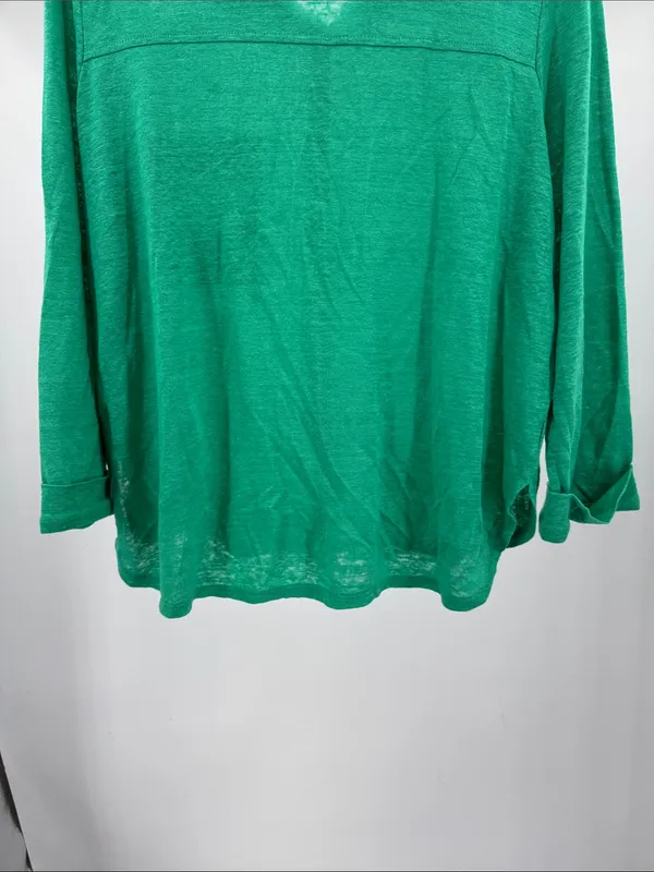 Sigrid Olsen Green Women's Lightweight 100% linen button front top M casual - Image 4
