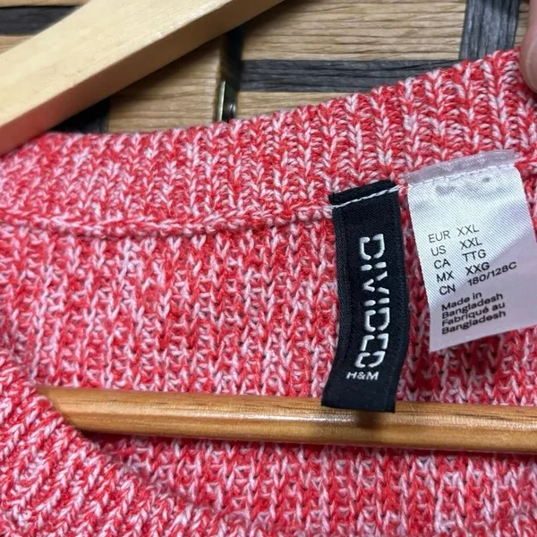 H&M‎ Divided Pink And Red Marled Knit Sweater Tank Top Size XXL - Image 3