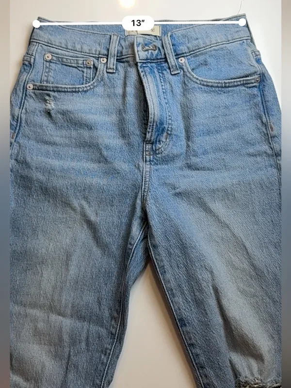Madewell Jeans Perfect Vintage Straight Jean Light Wash Distress Raw Hem Size 26 - Image 11