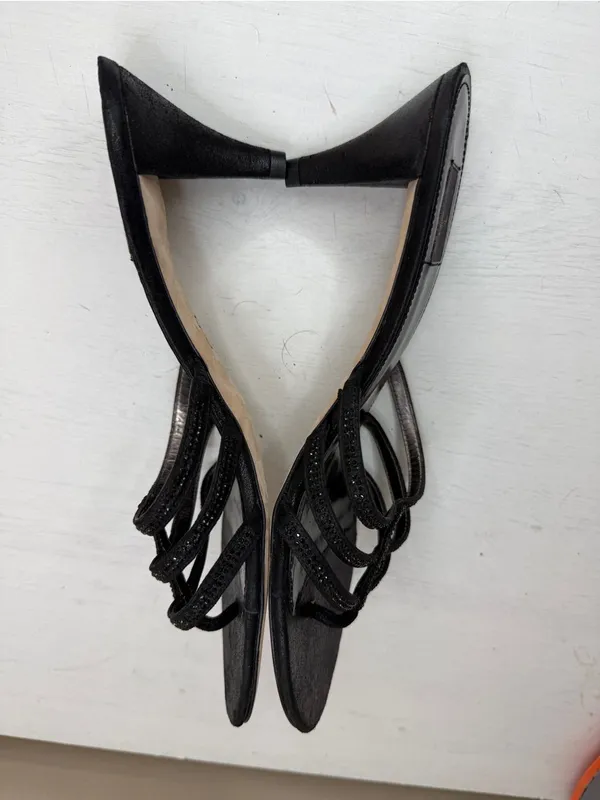 Glint Crystal Accent Strappy Black Heels Sz 9.5 - Image 8
