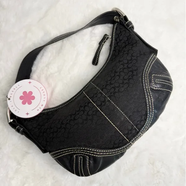 y2k Coach Vintage Soho Black Hobo Shoulder Bag - Image 2