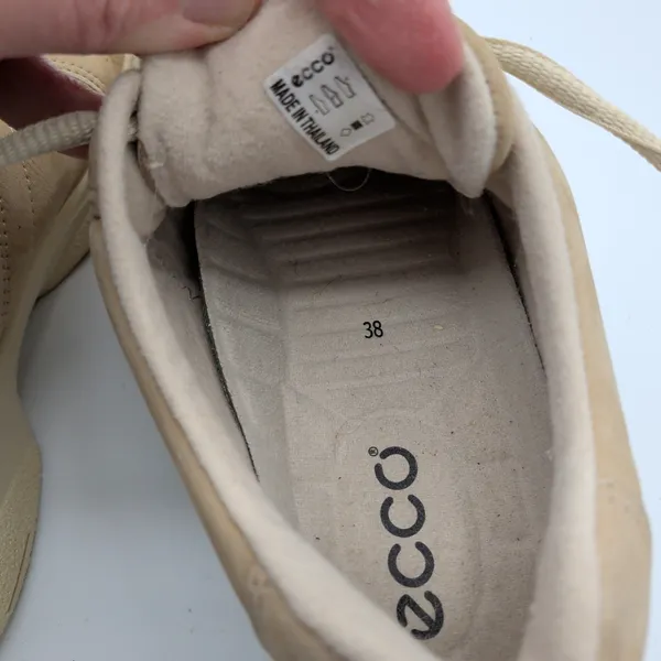 ECCO Flexzone Beige Leather Walking Sneakers Womens EU 38 US 7-7.5 Lace Up‎ Tan - Image 8