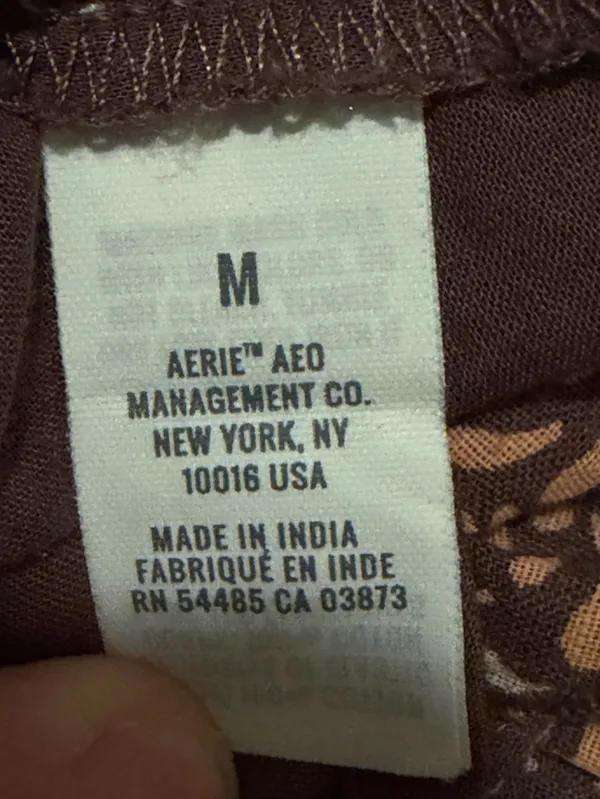 Aerie Boho Smocked Brown Ditsy Floral Tie-Strap Mini Dress M - Image 12