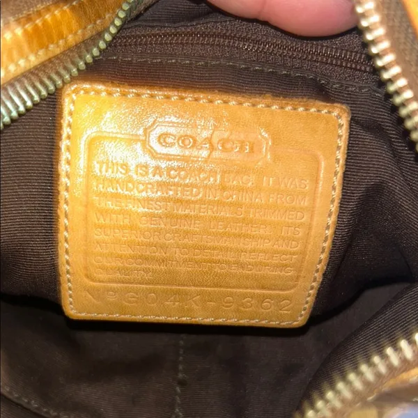 Coach Vintage Signature Canvas Monogram with Tan Leather Crossbody/Shoulder Bag - Image 11