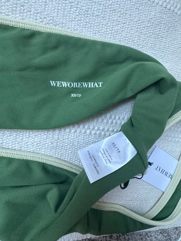 We Wore What contrast one shoulder top green / wheat NWT XS - Image 7