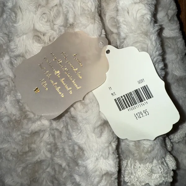 NWT $130 Altar’d State Rosette Ivory Faux Fur Lined Hook Closure Jacket M/L - Image 3