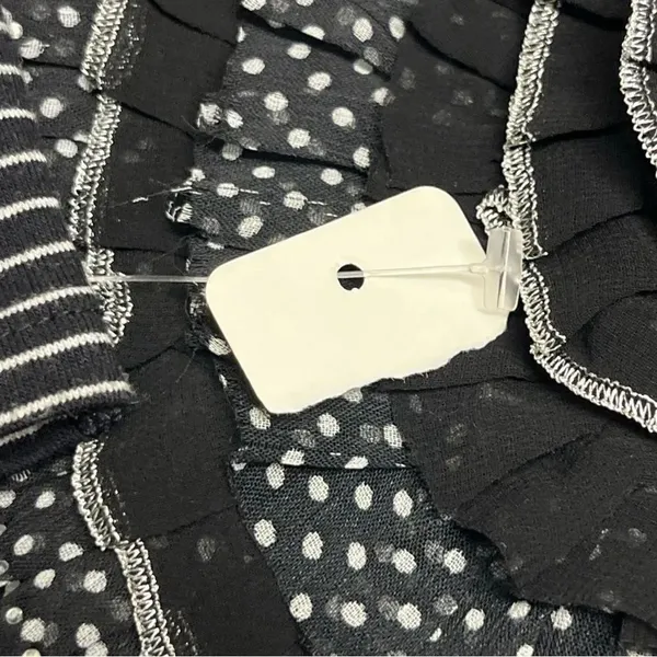 White House Black Market Black White Striped Floral Accent Women's Top Small - Image 11
