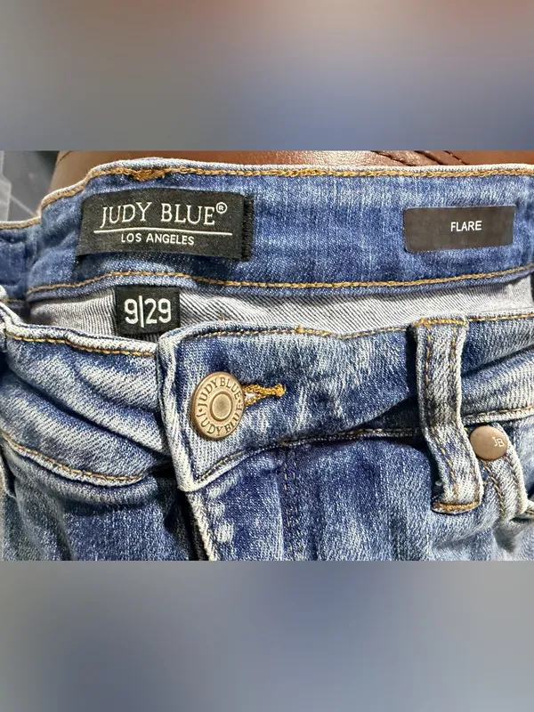 Judy Blue High Waist Tummy Control Release Hem Flare Jeans size 9/29 tall - Image 9