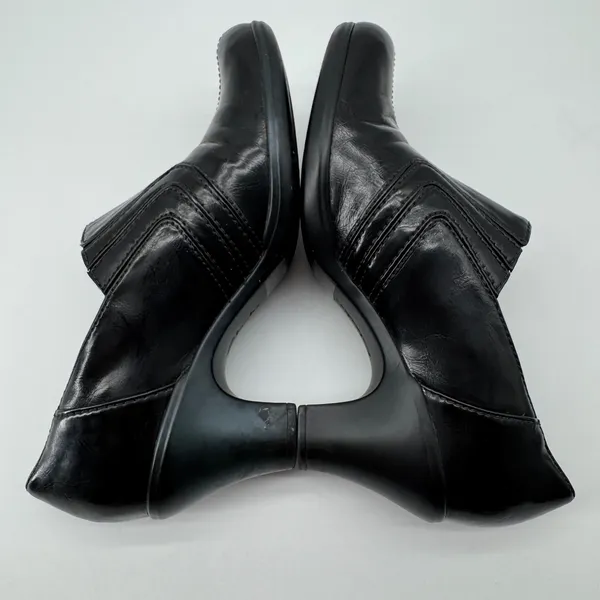 Clarks Chiffon‎ Petal Pumps 6.5M Black Slip On Stitched Heel Comfort Teacher - Image 7