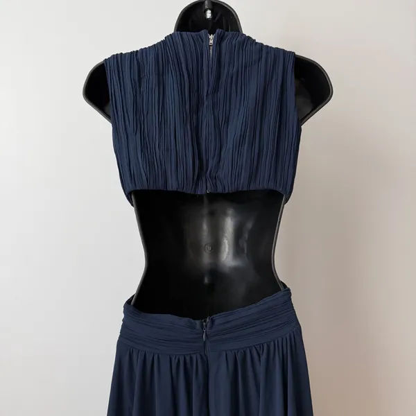 Lulus‎ sz S Navy Blue Vivid Imagination Cutout Maxi Dress Plunging Luxury NWOT - Image 12
