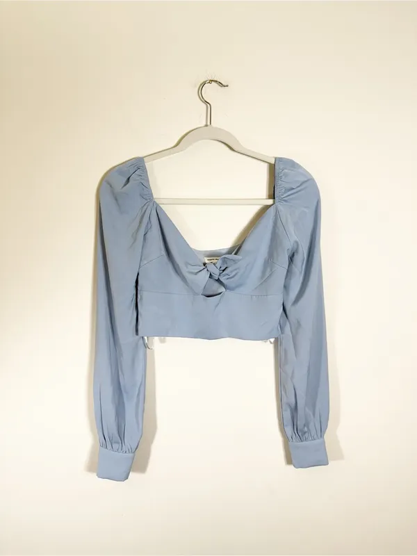Superdown Twist Front Long Sleeve Light Blue Top XS - Image 2