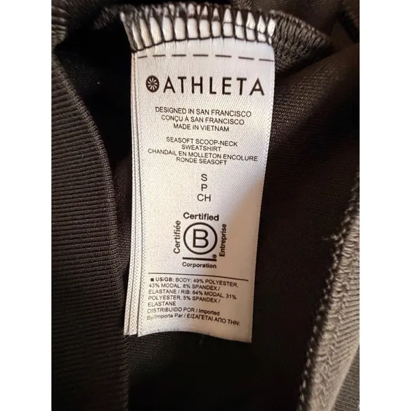 Athleta Seasoft Scoop Neck Sweatshirt Women's Small Black Pullover Modal Blend - Image 6