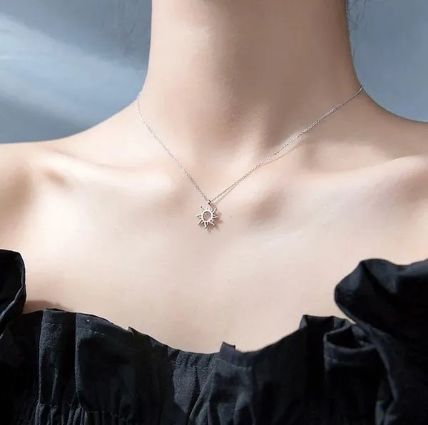 925 Silver Plated Sun Pendant Necklace for Women - Image 4