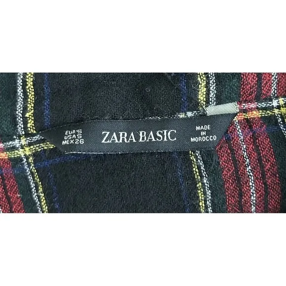 Zara Basic Women Small Red Black Plaid Ruffle V-Neck Babydoll Tunic Dress‎ - Image 4