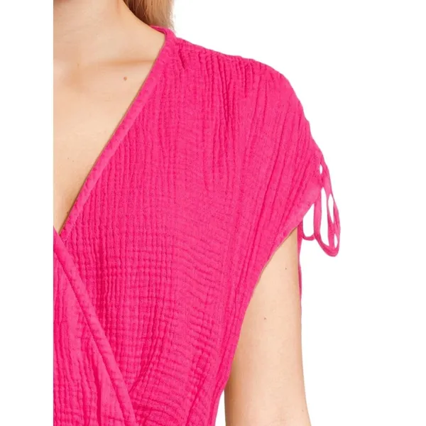 Time and Tru Womens Dress Size XS Pink Midi Front Detail Short Sleeve Flowy - Image 5