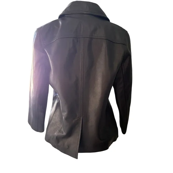 Banana Republic Vintage 1990s Black Leather Jacket Women's Small - Image 7