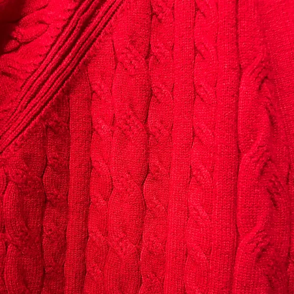 Red Cable Knit Cardigan Sweater Traditional Button Front Preppy Holiday Cyrus XL - Image 5
