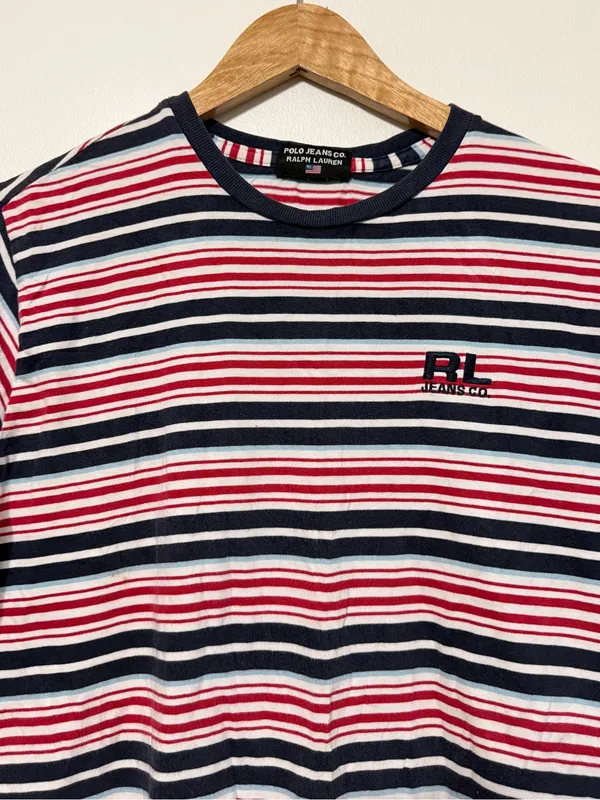 Ralph Lauren Striped Tee Size Medium Women’s Vintage Y2K Cotton Rugby USA Shirt - Image 6