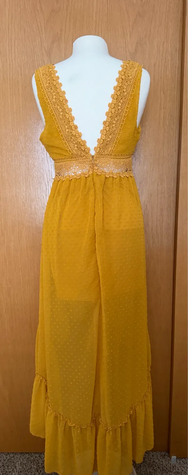 Yellow lace High Low Dress Size M - Image 4