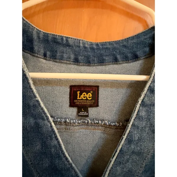 Lee Women's Size Large Heritage Sleeveless Rider Denim Dress V-Neck Button Front - Image 11
