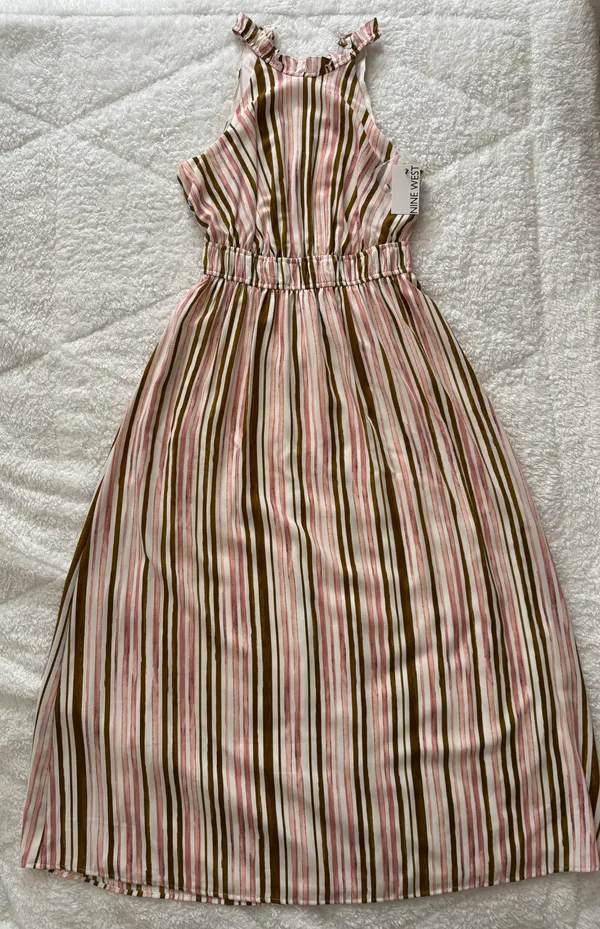 Nine West Gathered Waist Halter Maxi Dress - Image 3