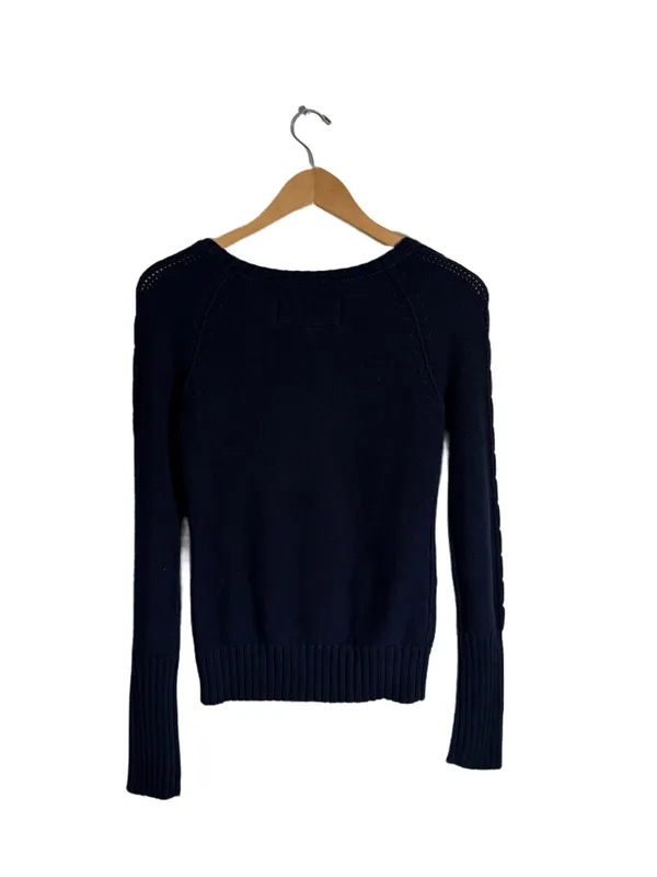 Y2K American Eagle Sweater Women's Medium Blue Knit Crewneck Vintage Coquette - Image 4