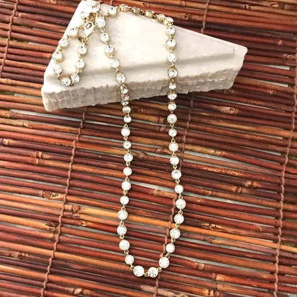 Chico's Brûlée Crystal & Gold Tone Long Necklace - Image 6