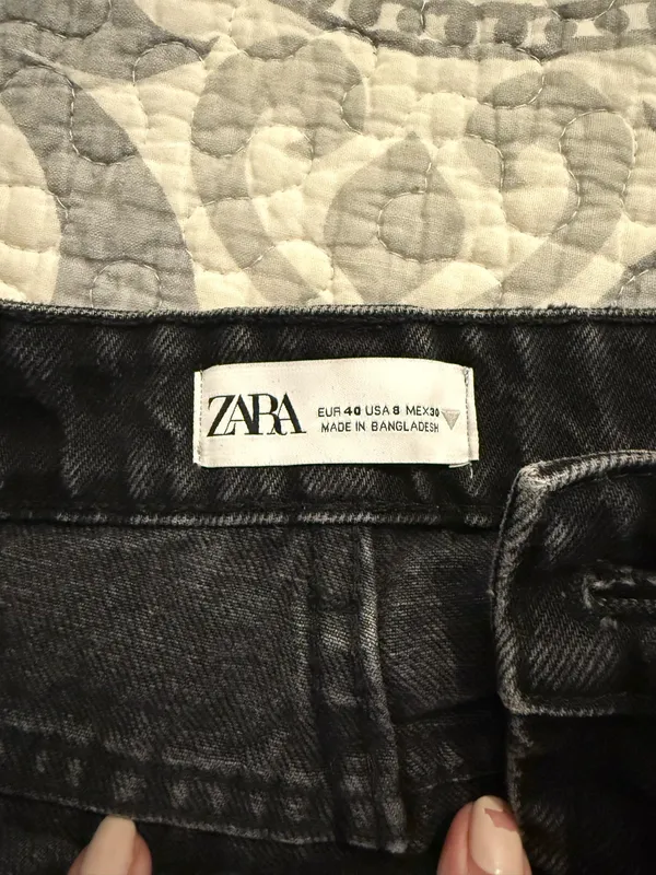 ZARA Black Jean Shorts Distressed Button Fly  - Image 4