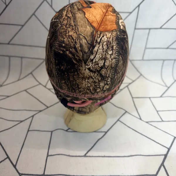 Huntworth Camo Hunting Hat S/M Brown Pink Real Tree Ponytail Grid Fleece Cap - Image 3
