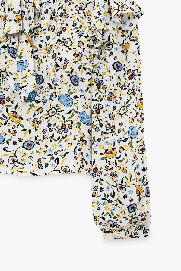 ZARA Printed Blouse with Bow - Image 7