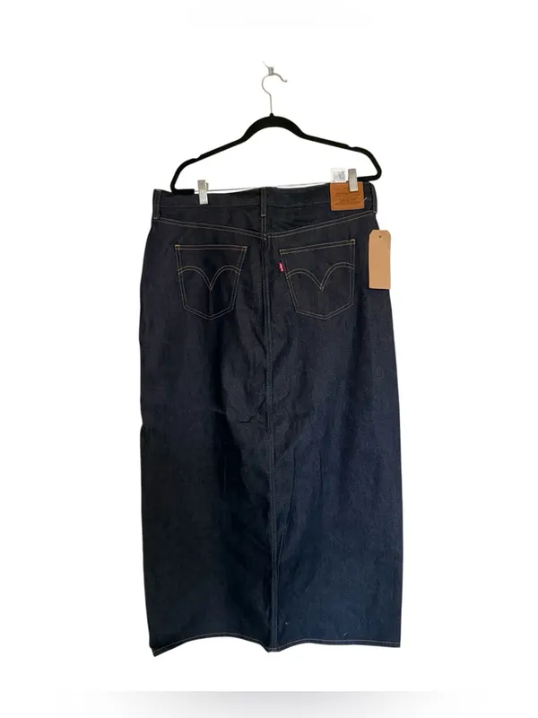 Levi's NWT High-Waist Dark Blue Denim Exposed Maxi Skirt SZ-32 pockets - Image 4